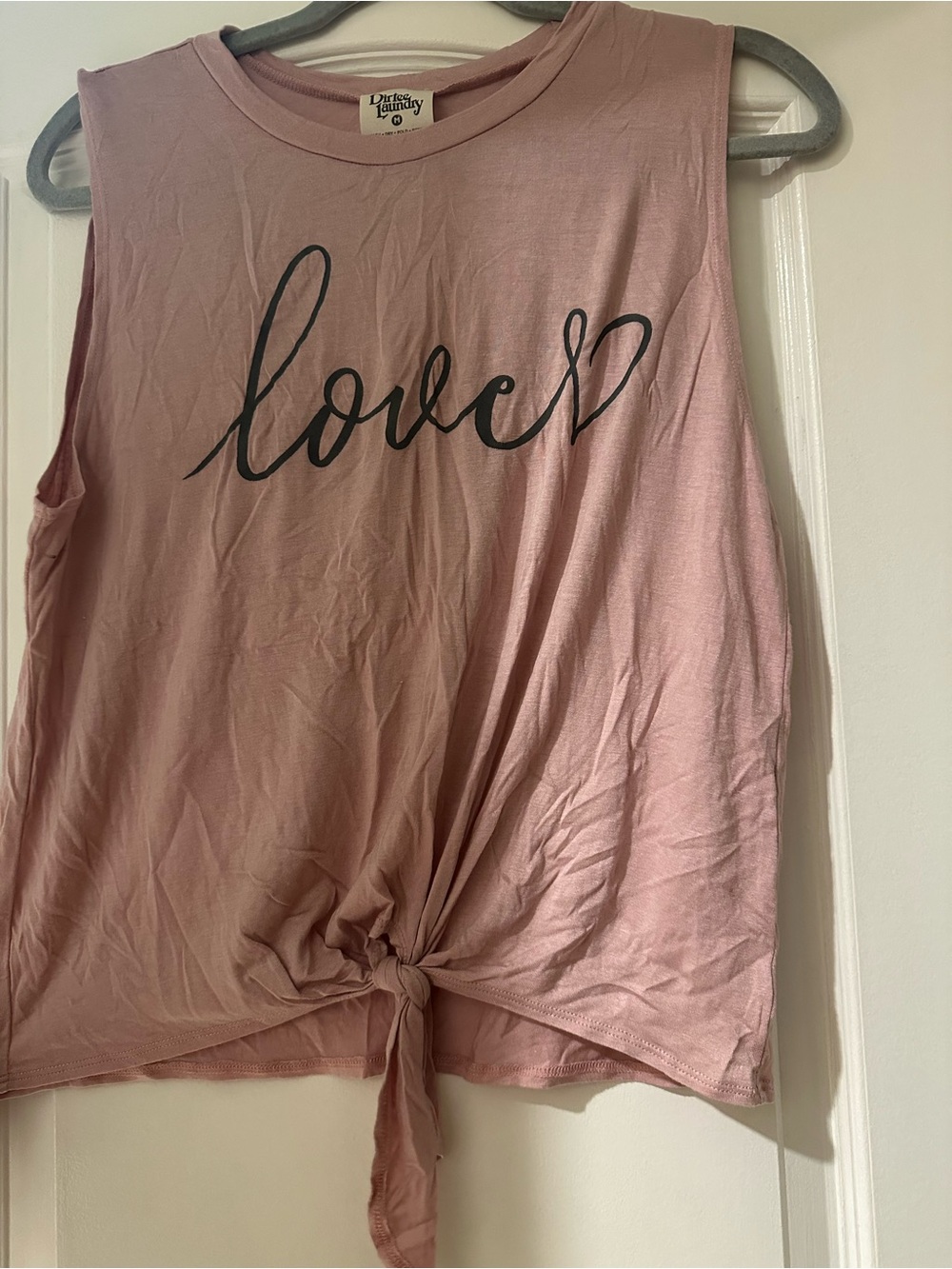 Love Tie-Front Muscle Tank - Dusty Pink